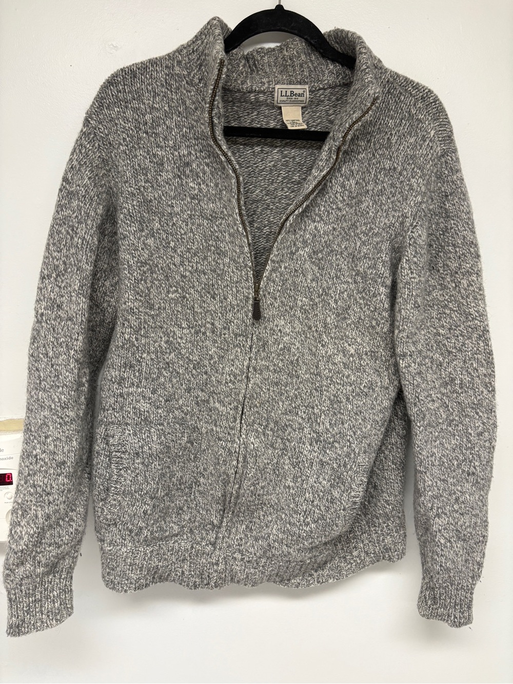 Vintage L.L. Bean 100% Lambswool Sweater Soft Grey Marled Sz L / Tall - Picture 2 of 10